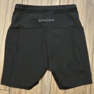 Spyder Active Women Black Athletic Bike Shorts Pockets Size Medium